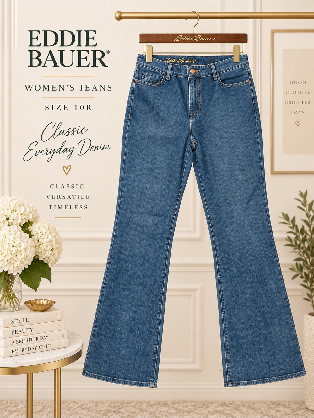 Eddie Bauer Women’s Jeans Size 10R Natural Fit Flare Stretch Denim
